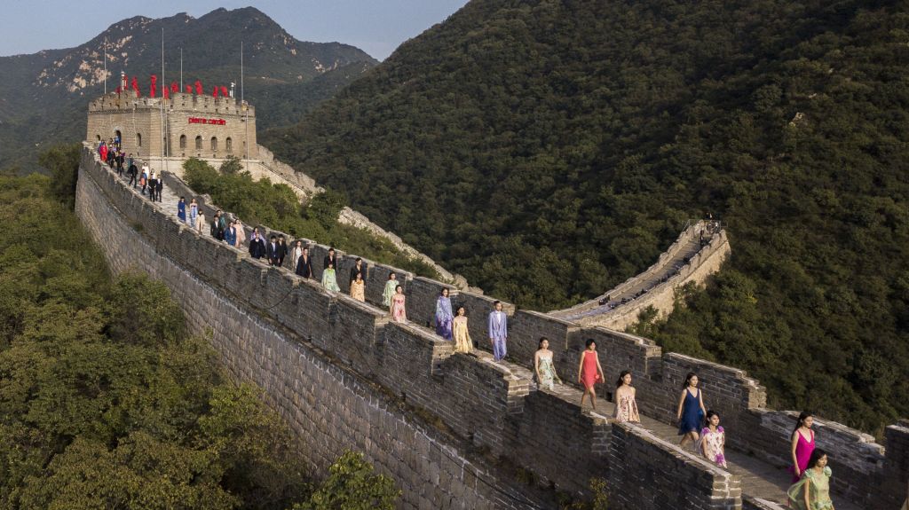 2018 Pierre Cardin fashion show on the Great Wall of China to celebrate the brands presence in China the last 40 years