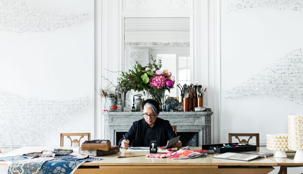 Fashion designer Kenzo Takada in his atelier in Paris